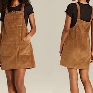 Corduroy tan skirt overalls